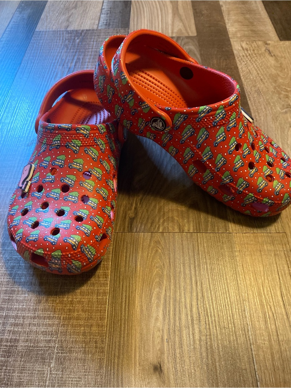 CROCS Red Women’s Printed Clog Mules with Car Pattern